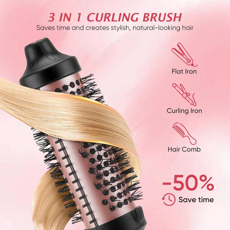 Wavytalk Pro Heated Round Brush for Blowout Look, 1 1/2 Inch Ionic Curling Iron Brush Makes Hair Shinier & Smoother, Dual Voltage Heated Brush Long-lasting Styling, Easy to Use, Fast Heating