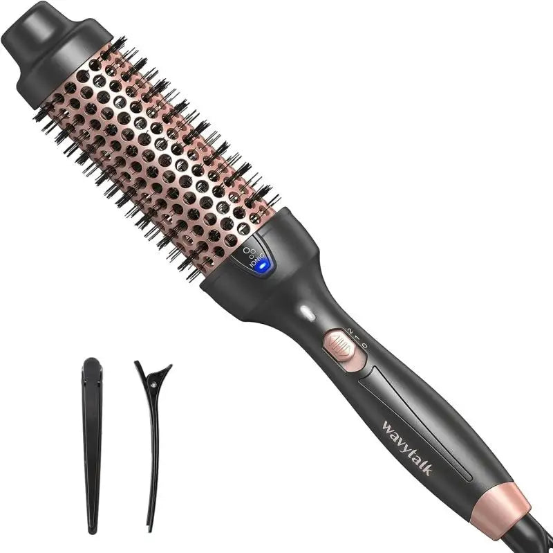 Wavytalk Pro Heated Round Brush for Blowout Look, 1 1/2 Inch Ionic Curling Iron Brush Makes Hair Shinier & Smoother, Dual Voltage Heated Brush Long-lasting Styling, Easy to Use, Fast Heating